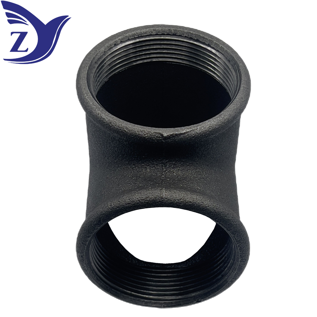 NPT Black Rounded-Edge Tee Malleable Iron Pipe Fitting