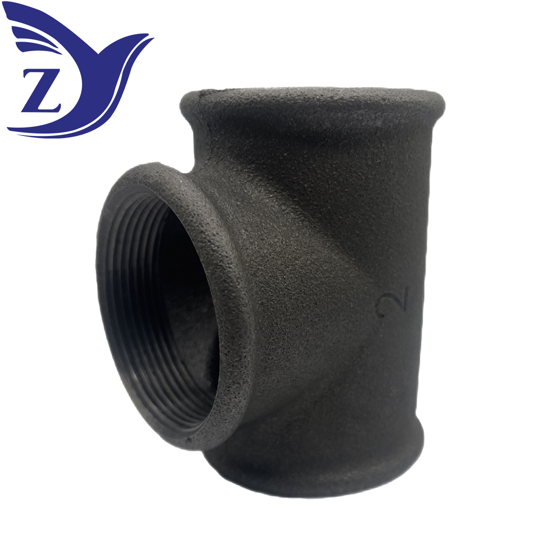 NPT Black Rounded-Edge Tee Malleable Iron Pipe Fitting