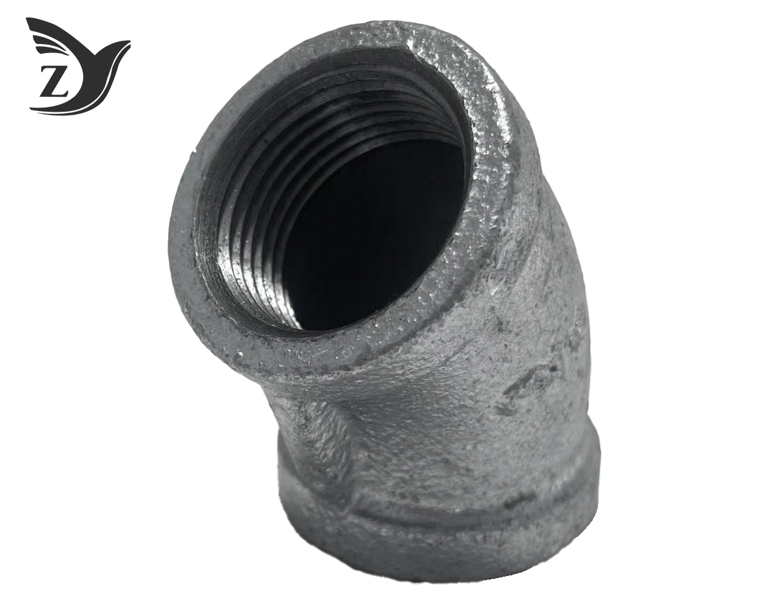 NPT Square Edge Hot-Dip Galvanized 45° Elbow