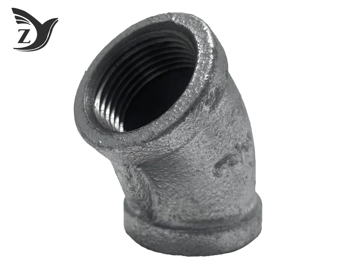 NPT Square Edge Hot-Dip Galvanized 45° Elbow