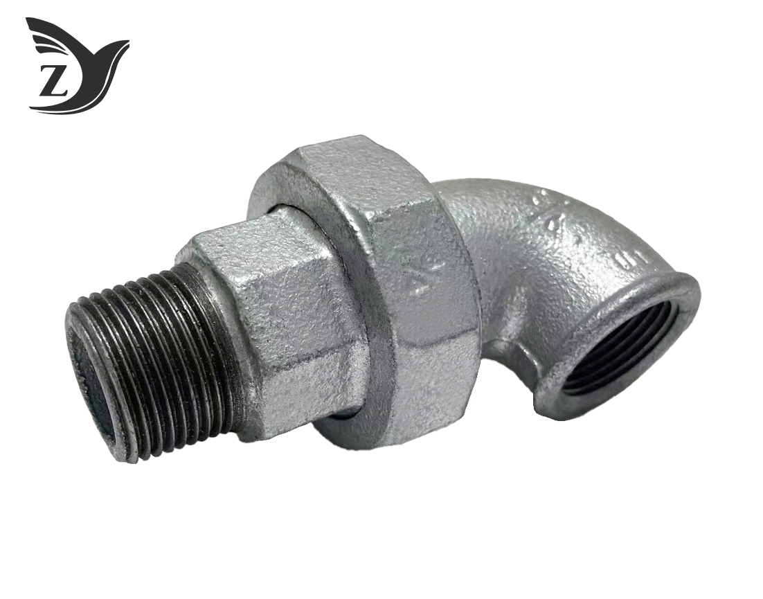 NPT/BSPT Hot-Dip Galvanized 90° Male-Female Elbow Union