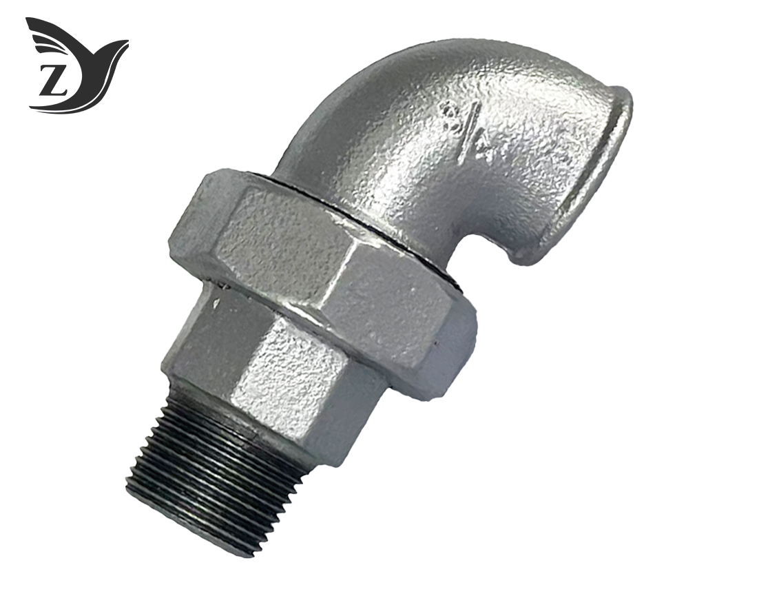 NPT/BSPT Hot-Dip Galvanized 90° Male-Female Elbow Union
