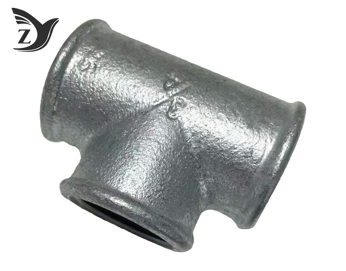 BSPT/NPT Hot-dip Galvanized Round-edge Tee Malleable Iron Pipe Fitting