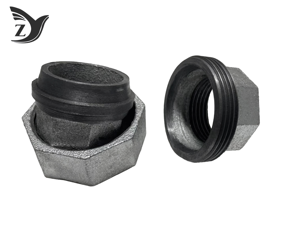 Malleable steel pipe fittings Made in China American standard Bspt UNIONS, F&F, Conical Iron Seat 