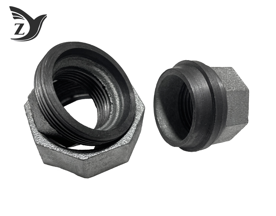 Malleable steel pipe fittings Made in China American standard Bspt UNIONS, F&F, Conical Iron Seat 